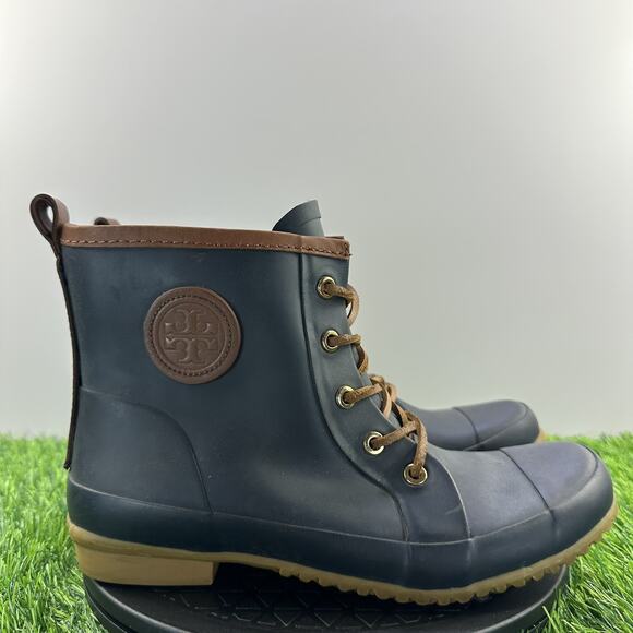 Tory Burch Shoes - Tory Burch Bootie Womens Size 8 Blue Short Ankle Duck Rain Snow Rubber Boots